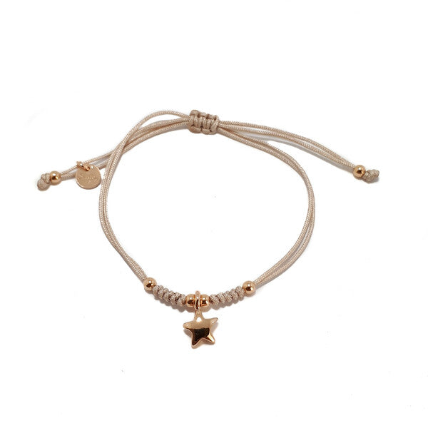 ROSE GOLD STAR CORD BRACELET NUDE