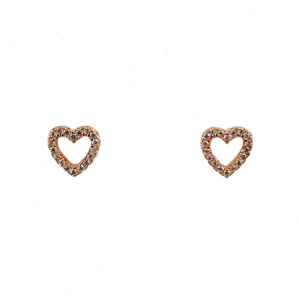 ROSE GOLD CZ OPEN HEART STUDS