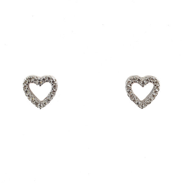 STERLING SILVER CZ OPEN HEART STUDS