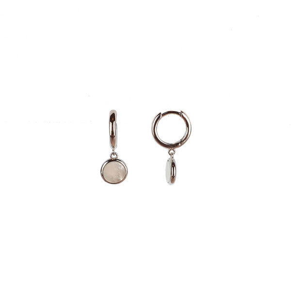 STERLING SILVER MOTHER OF PEARL DISC ON HUGGIES