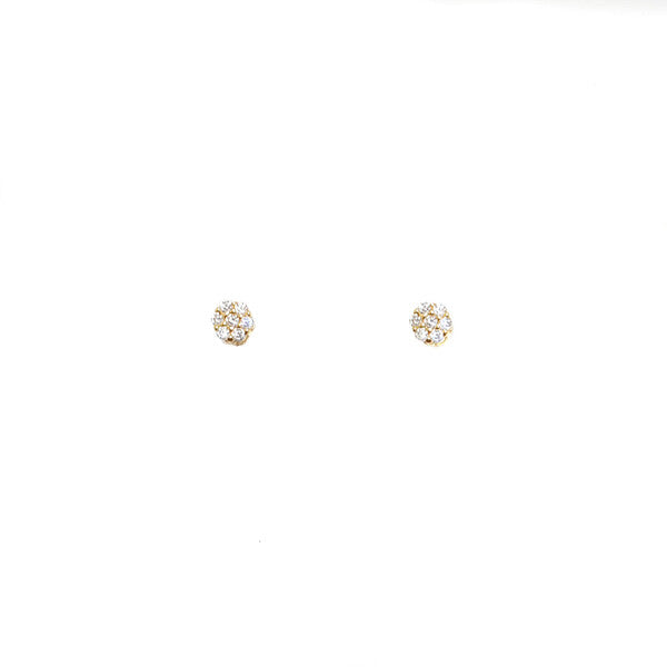 YELLOW GLD SMALL CUBIC ZIRCONIA CLUSTER STUDS