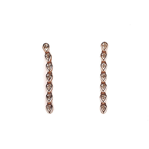 ROSE GOLD MULTI CZ LONG DROP STUDS