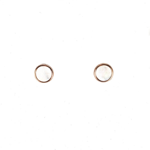 ROSE GOLD 7MM MOTHER OF PEARL DISC EARRINGS