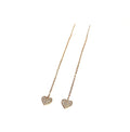 ROSE GOLD PAVE CZ HEART THREAD EARRINGS