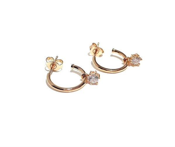 ROSE GOLD HOOPS WITH CZ