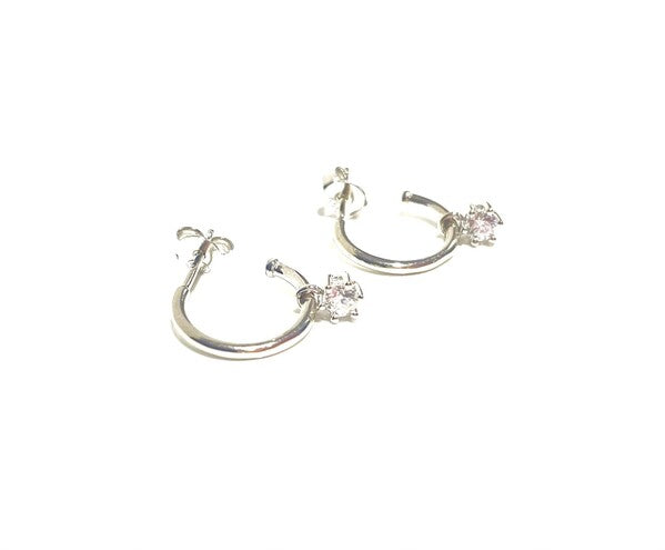STERLING SILVER HOOPS WITH CZ