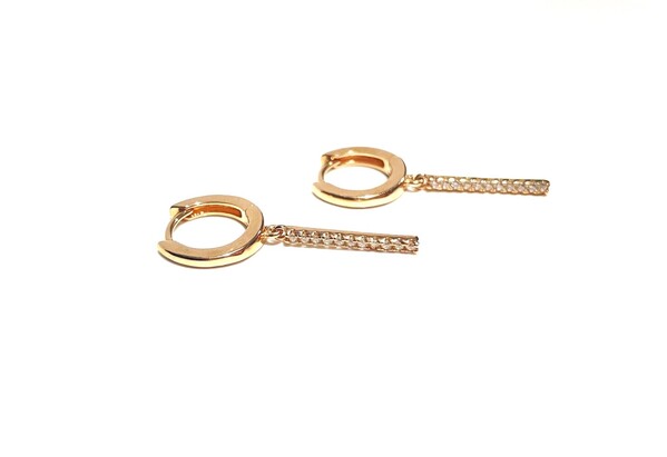 ROSE GOLD HOOPS WITH CZ BAR