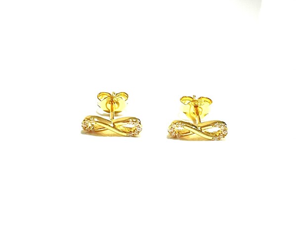 YELLOW GOLD FINE INFINITY STUD EARRINGS