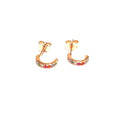 ROSE GOLD RAINBOW CZ STUD HOOPS
