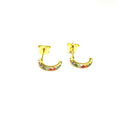 YELLOW GOLD RAINBOW CZ STUD HOOPS