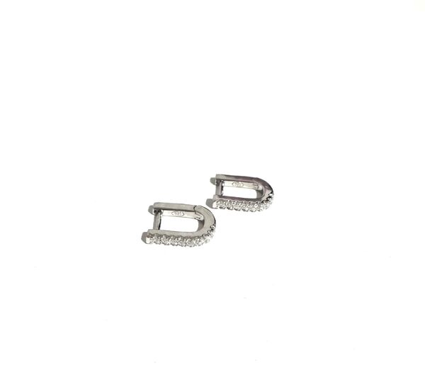 STERLING SILVER CZ RECTANGULAR HUGGIES