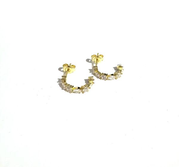 YELLOW GOLD HOOPS WITH MULTI SHAPE CZS