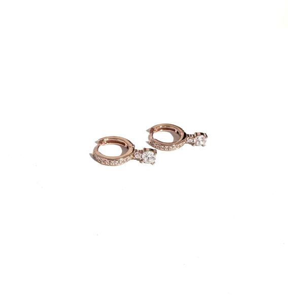ROSE GOLD CZ HUGGIES WITH CZ DROP
