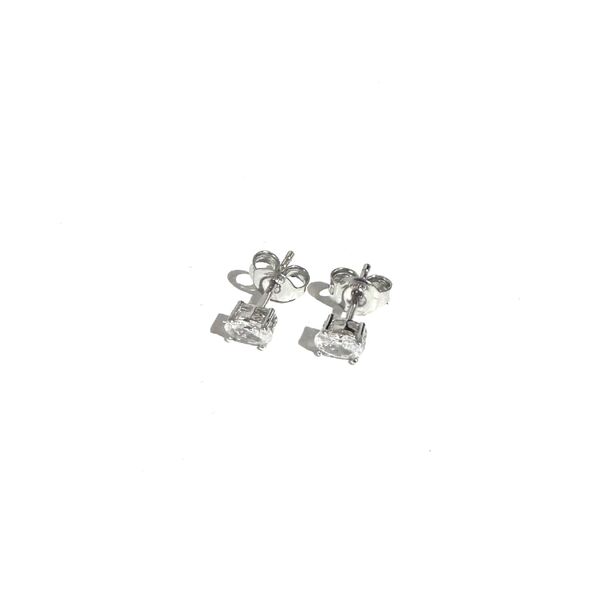 STERLING SILVER SMALL OVAL CZ STUD EARRINGS