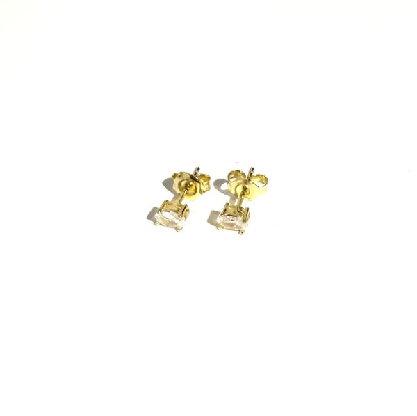 YELLOW GOLD SMALL OVAL CZ STUD EARRINGS