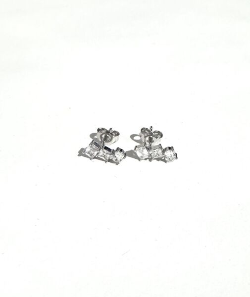 STERLING SILVER MULTI SHAPE CZ STUD EARRINGS