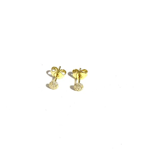 YELLOW GOLD SMALL PAVE CZ DOT STUDS