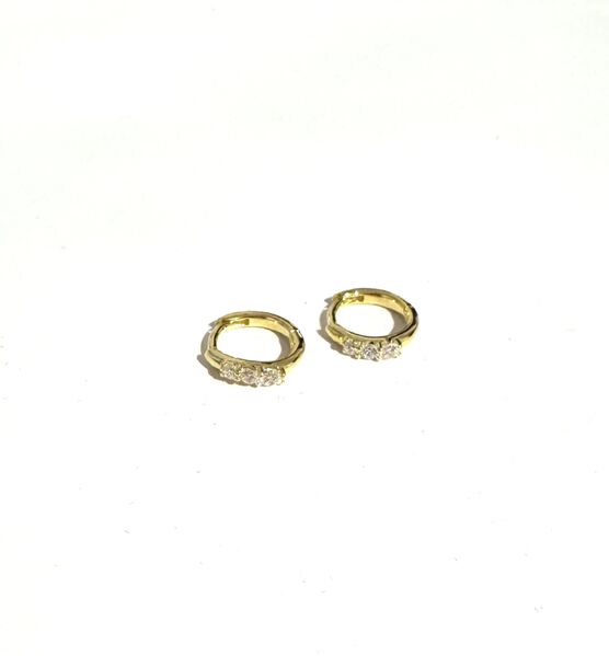 YELLOW GOLD HUGGIES WITH SMALL CZS