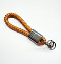 LARGE LOOP TAN LEATHER AND GUNMETAL S/STEEL KEYRING