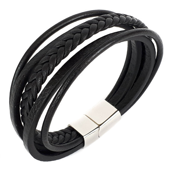 FIVE STRAND BLACK LEATHER BRACELET