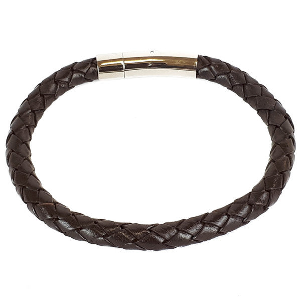 BROWN LEATHER SINGLE STRAND BRACELET