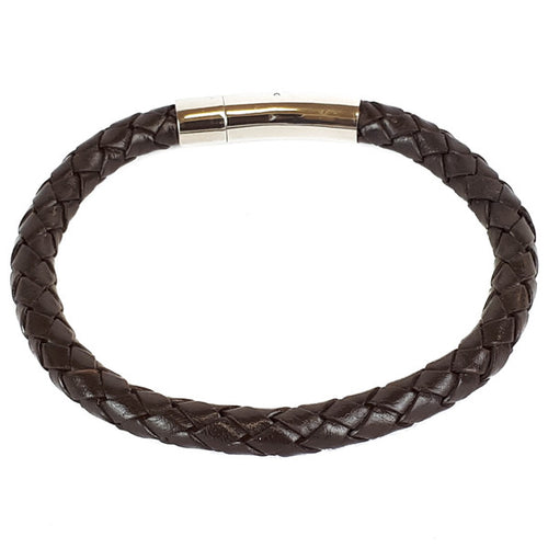 BROWN LEATHER SINGLE STRAND BRACELET