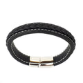 BLACK LEATHER BRACELET WITH STITCHING