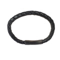 BLACK LEATHER SINGLE STRAND BRACELET WITH MATTE BLACK CLASP