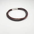 BROWN LEATHER THIN DOUBLE STRAND BRACELET