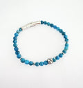 BLUE APATITE BEADED BRACELET WITH S/STEEL CLASP
