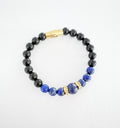 ONYX AND LAPIS LAZULI BEADED BRACELET WITH YGP S/STEEL CLASP