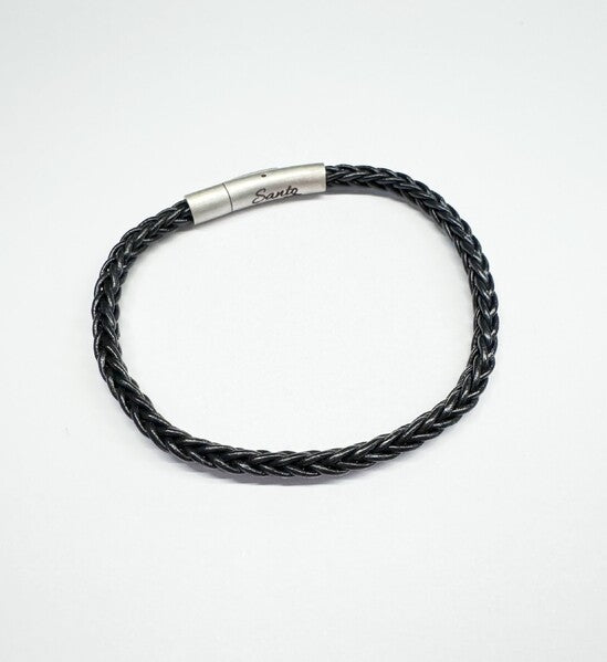 BLACK THIN LEATHER ROPE STYLE BRACELET