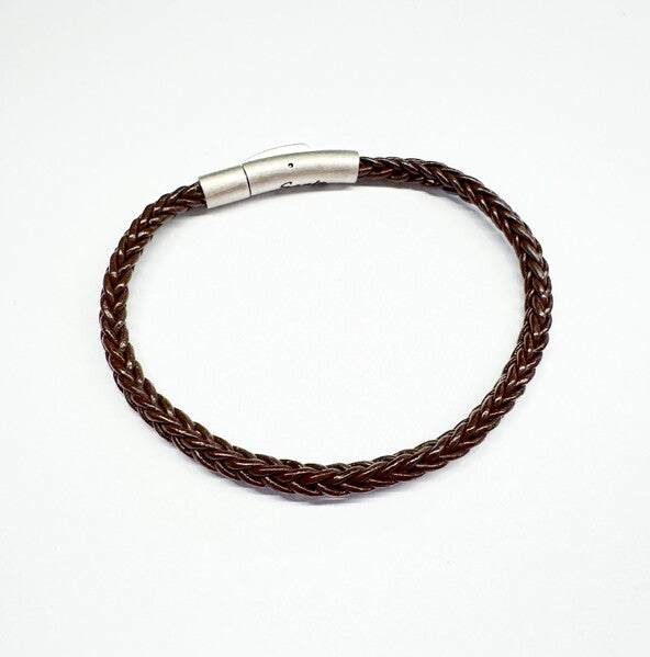 BROWN THIN LEATHER ROPE STYLE BRACELET
