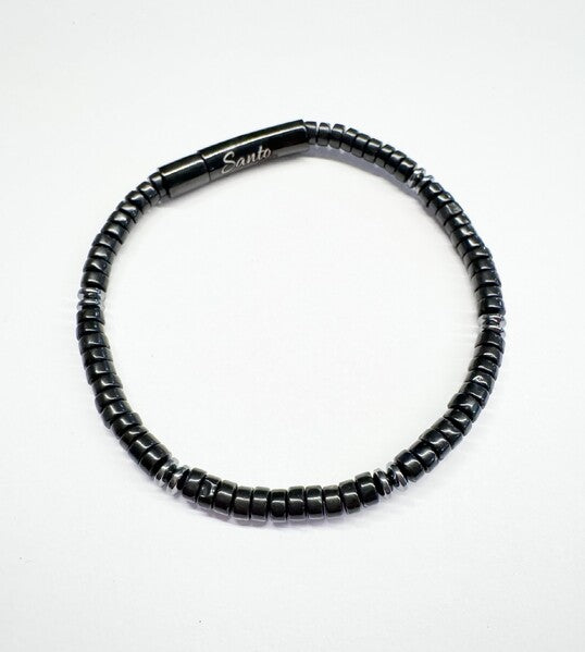 ONYX BEADED BRACELET WITH BLACK S/STEEL CLASP