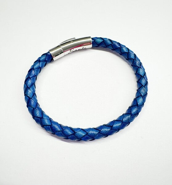 ANTIQUE BLUE LEATHER TUBE BRACELET