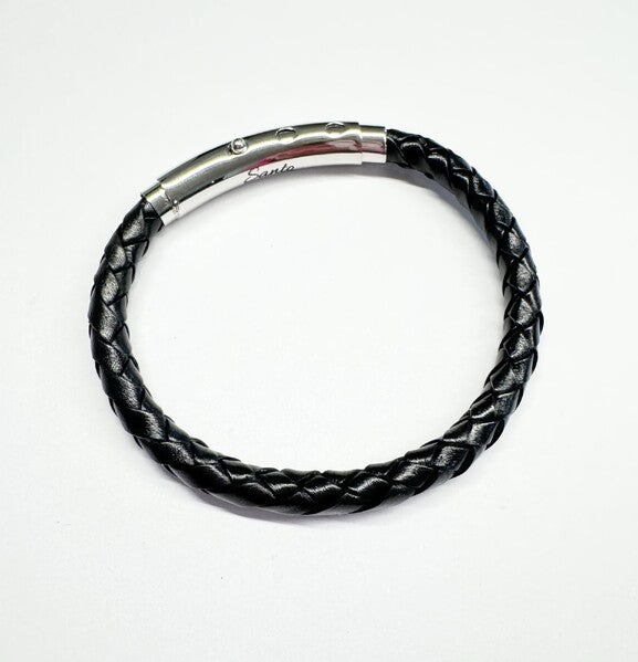 BLACK LEATHER ADJUSTABLE BRACELET 20, 21 AND 22CM