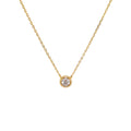 YELLOW GOLD BEZEL SET CZ PENDANT WITH STONE SET OUTER