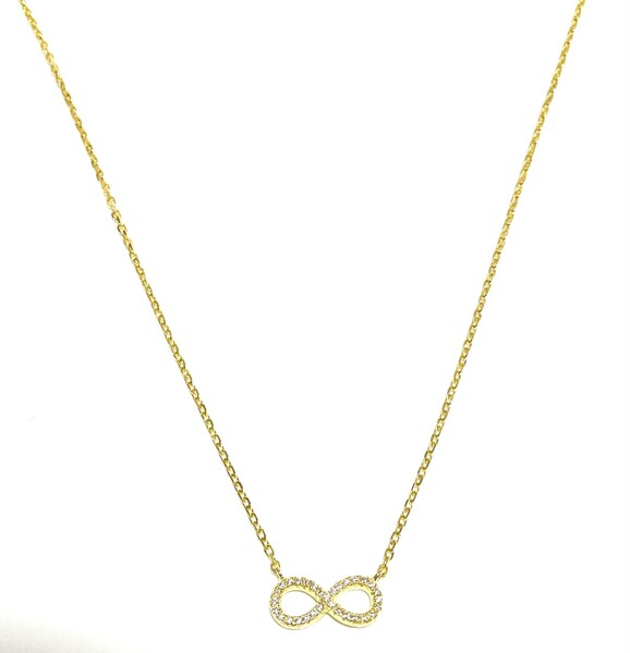 YELLOW GOLD CZ INFINITY NECKLACE