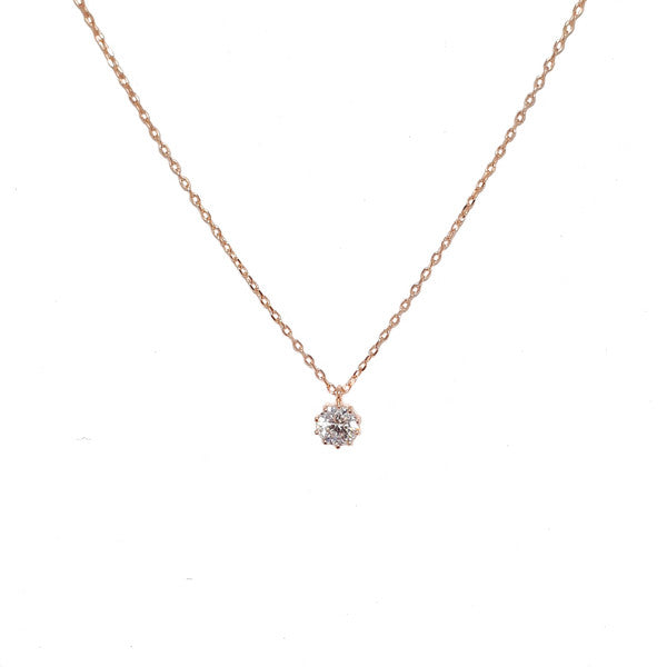 ROSE GOLD CLAW SET SINGLE CZ NECKLACE