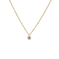 YELLOW GOLD CLAW SET SINGLE CZ NECKLACE