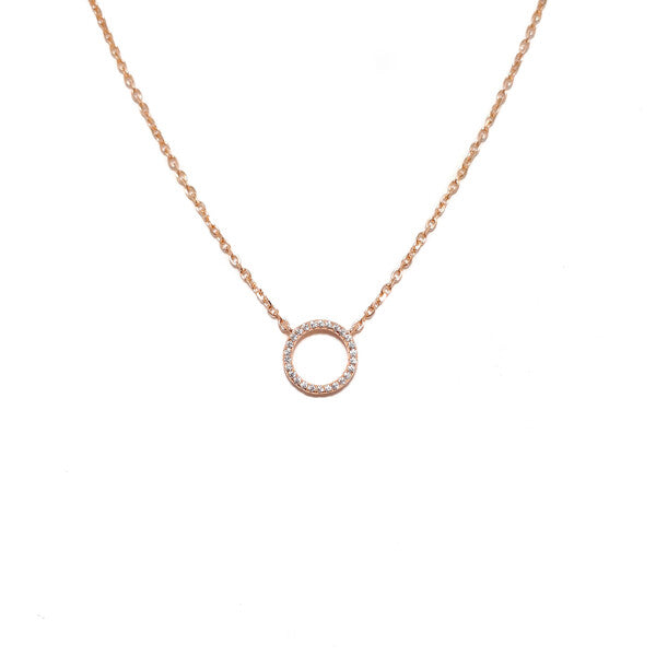 ROSE GOLD SMALL CUBIC ZIRCONIA CIRCLE NECKLACE