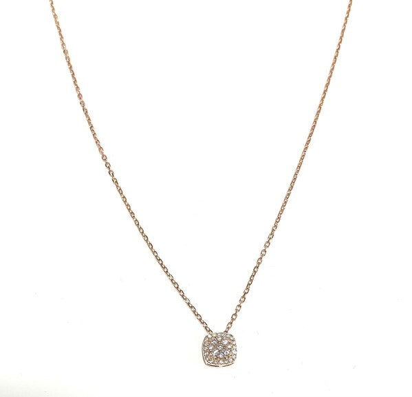 ROSE GOLD SQUARE CZ CLUSTER NECKLACE