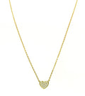 SMALL YELLOW GOLD PAVE HEART NECKLACE