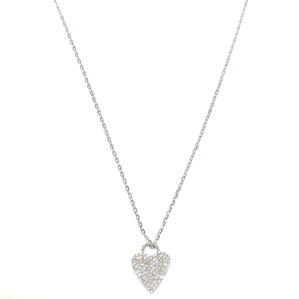 SILVER PAVE CZ HEART NECKLACE