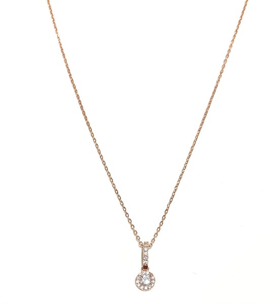 ROSE GOLD SMALL HALO PENDANT ON BAR NECKLACE