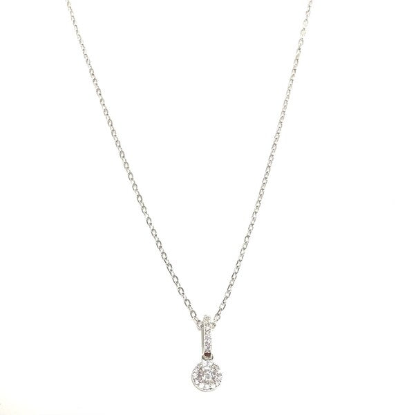 SILVER SMALL HALO PENDANT ON BAR NECKLACE