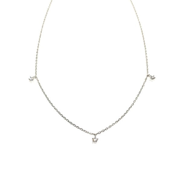 STERLING SILVER DANGLE CZ CHOKER NECKLACE