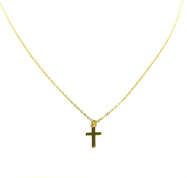 YELLOW GOLD CROSS NECKLACE