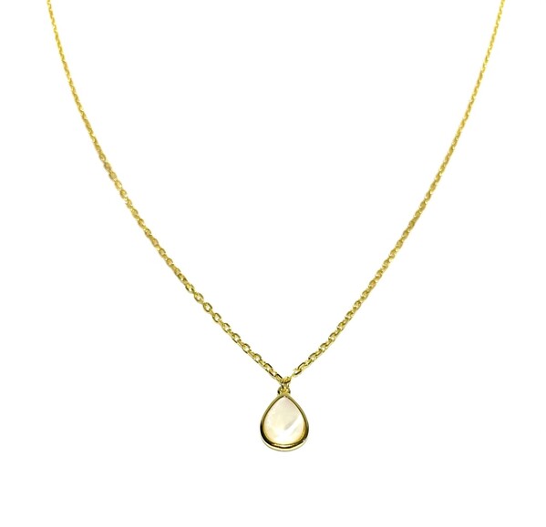 YELLOW GOLD MOTHER OF PEARL TEARDROP NECKLACE