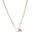 YELLOW GOLD FRESHWATER PEARL WITH CZ HALO NECKLACE